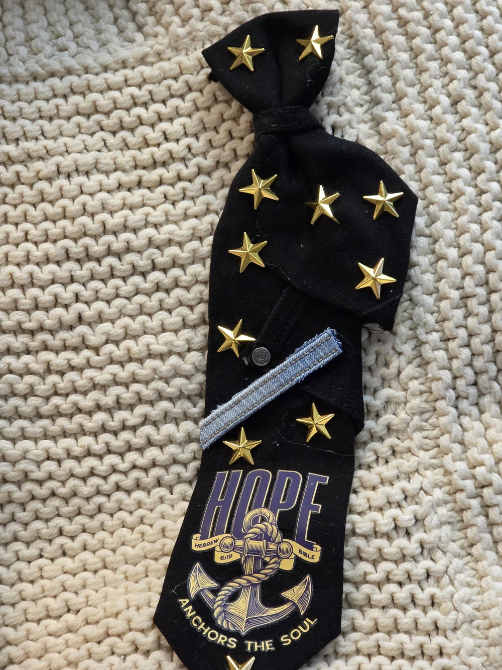 Hope Anchors the Soul Black Kids Headwrap with Gold Stars